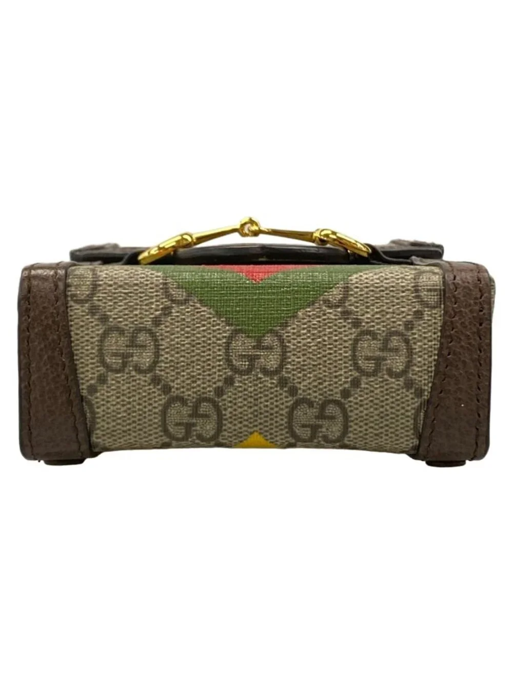 ★SOLD★ Gucci Shoulder Bag Horsebit Beige Dark Brown Multi Leather - Picture 5 of 15